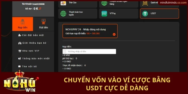 Chuyển vốn bằng USDT cực dễ dàng